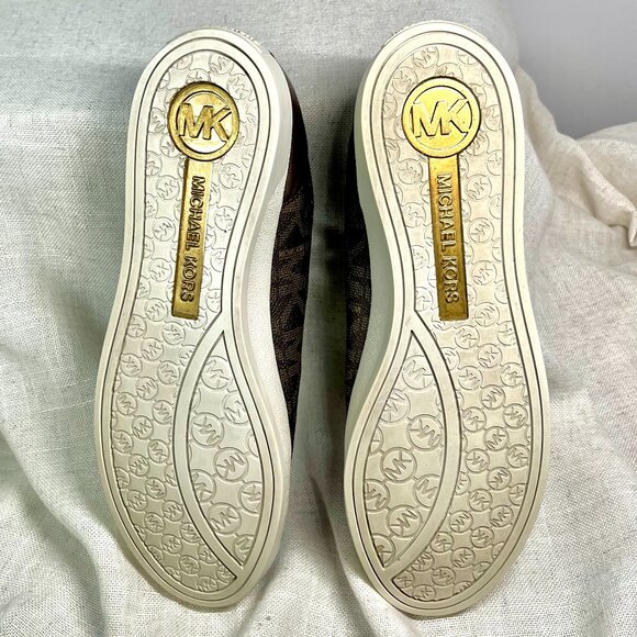 Michael Kors City Sneakers Brown Leather MK Logo Lace-Up Women’s Size 8.5M - Picture 6 of 16